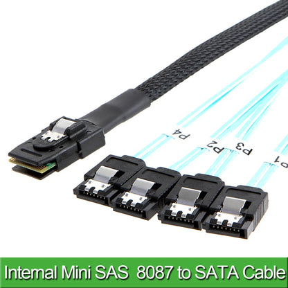 Mini SAS Cable SFF-8087 to SATA – Breakout Cable, SFF8087 to 4x SATA for SAS to SATA Connections