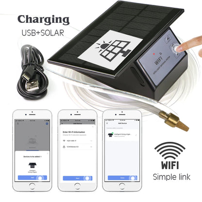 Tuya WiFi Solar Smart Drip Irrigation System — Remote Control Watering Kit for Garden & Balcony Plants