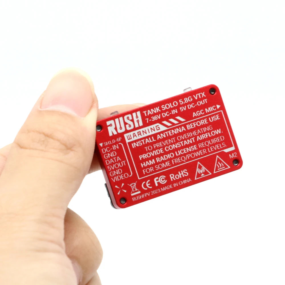 RUSH Solo Tank 5.8G VTX Video Transmitter – 1.6W High Power with Built-in Microphone & CNC Heat Dissipation for RC FPV