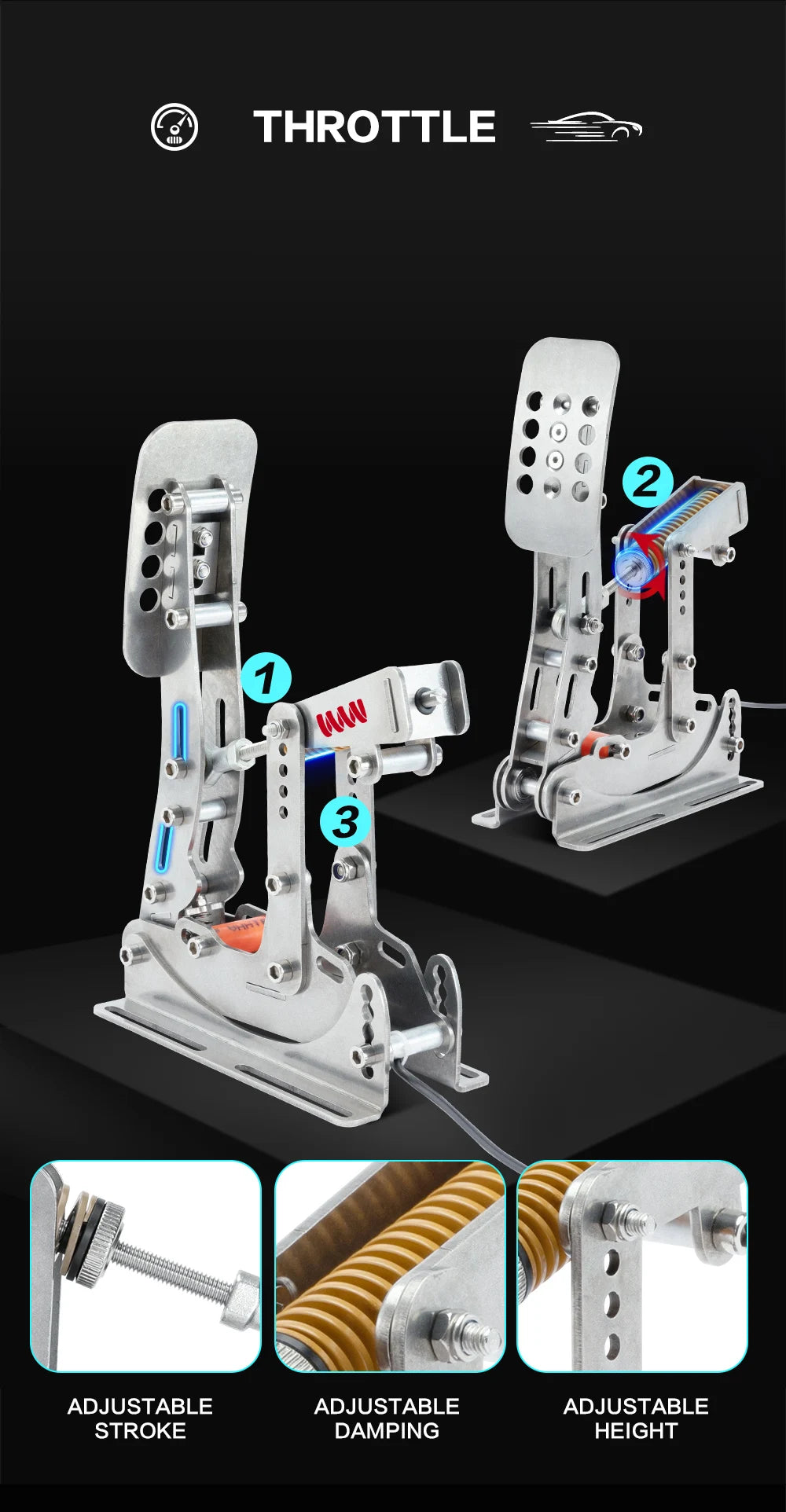 SIMJACK UT Sim Racing Pedals – PC Racing Simulator, Pressure Sensor Lo ...