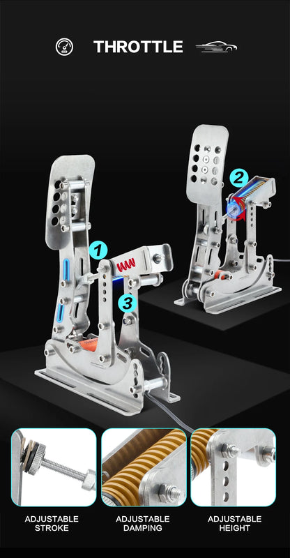 SIMJACK UT Sim Racing Pedals – PC Racing Simulator, Pressure Sensor Load Cell & HE Hydraulic Pedal