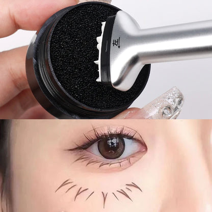 Reusable 2-in-1 Eyelash Stamps Pen - Quick Dry Black/Brown Liquid Eyeliner for Lower Lash Seal & Eyelash Simulation Makeup