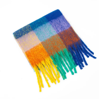 2025 Women's Winter Thick Cashmere Scarf – Warm Pashmina Shawl with Rainbow Tassels & Wraps