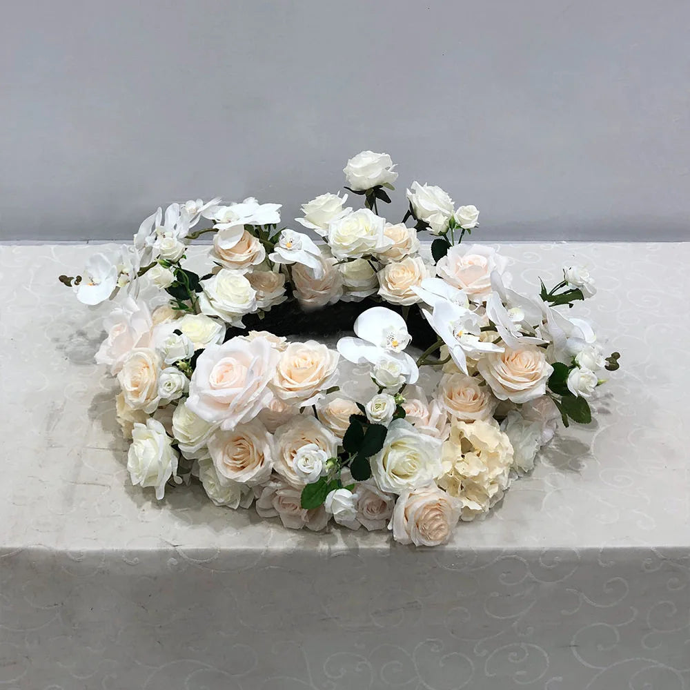 60cm Artificial Flower Wreath – Wedding Table Centerpiece & Backdrop Decoration