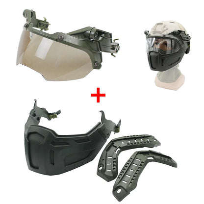 Tactical FAST Helmet Half Face Mask with Flip Goggles – Airsoft, Paintball, and Hunting Gear Accessories