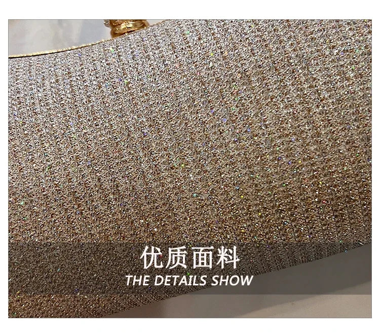 Women’s Chain Evening Shoulder Bag – Vintage Crossbody Handbag Dinner Party Underarm Satchel