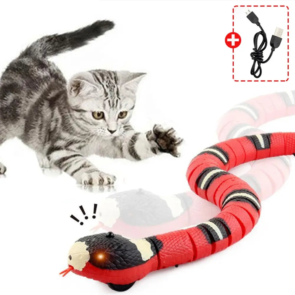 Smart Sensing Cat Toys - Interactive Automatic Electronic Snake Teaser, USB Rechargeable Indoor Play Kit for Cats and Kittens