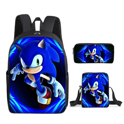 Sonic Anime Cartoon Backpack for Primary and Middle School - Schoolbag for Boys and Girls with Zipper and Shoulder Straps