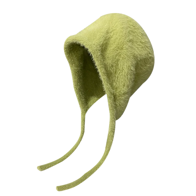 Y2K Cute Beanie Hat – Warm Japanese Knit for Autumn & Winter, Ear Protection, Tie Pullover Cap for Men & Women