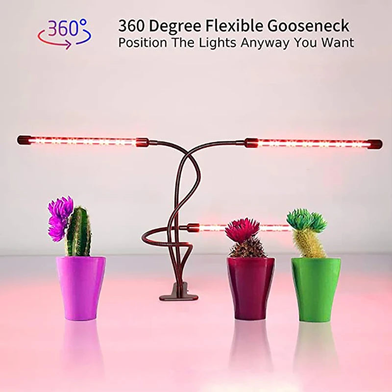 1/2/3/4 Head LED Plant Grow Light — Clip-On Full Spectrum Lamp with USB, Dimmable, Timer & 3-Color Switching for Indoor Plants