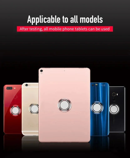 360° Rotating Finger Ring Holder Stand - Magnetic Car Mount & Universal Phone Back Sticker Pad Grip