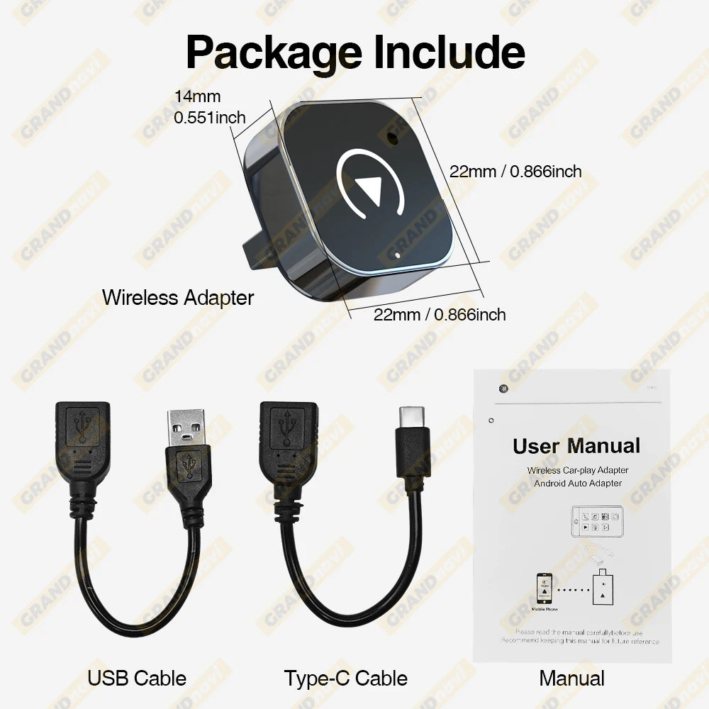 Wireless CarPlay & Android Auto Adapter — USB Smart Mini Box, Plug & P ...