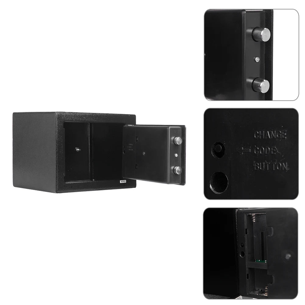 Mini Wall-Mount Electronic Code Safe — Metal Steel Security Box, Black 17EF