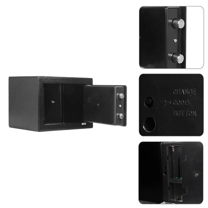 Mini Wall-Mount Electronic Code Safe — Metal Steel Security Box, Black 17EF