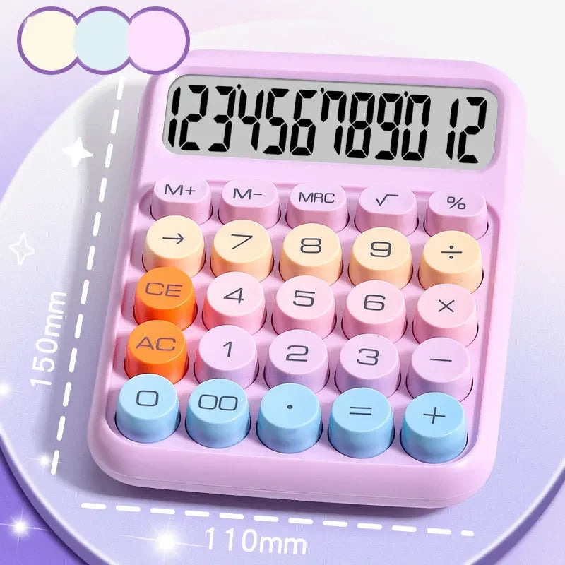 Dopamine 12 Digit Desktop Calculator - Mechanical Keyboard Style, Portable Mini Calculator for Home, School & Office Use