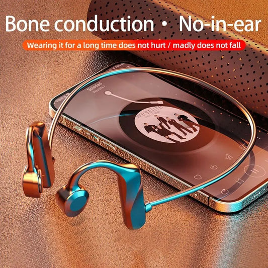 K69 Bone Conduction Earphones: Bluetooth Hifi Music Headphones, Sport Ear-hook Wireless Headsets with Mic, Waterproof Earbuds
