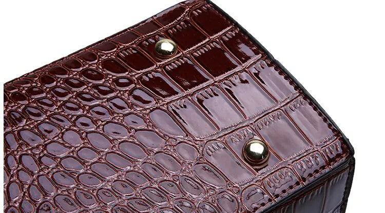Luxury Vintage Crocodile Pattern Handbag – Women’s Large Leather Tote & Shoulder Bag