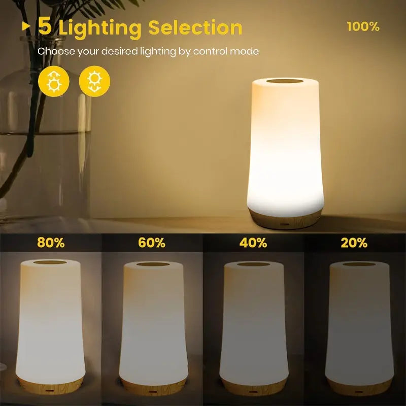 13 Color Changing Night Light - Remote Control Touch USB Rechargeable RGB Lamp, Dimmable Portable Table Bedside Lamp