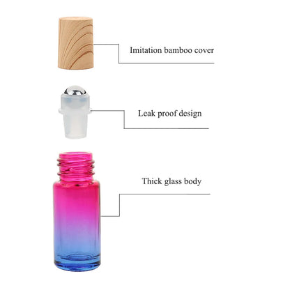 5/10/20/30/50pcs 5ml Glass Roll-On Bottles — Gradient Empty Roller Ball Bottles for Essential Oils & Travel