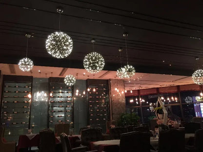 Italy Designer Spark Ball LED Chandelier – Stainless Steel Firework Pendant Lamp with Remote for Loft Living Room Decor