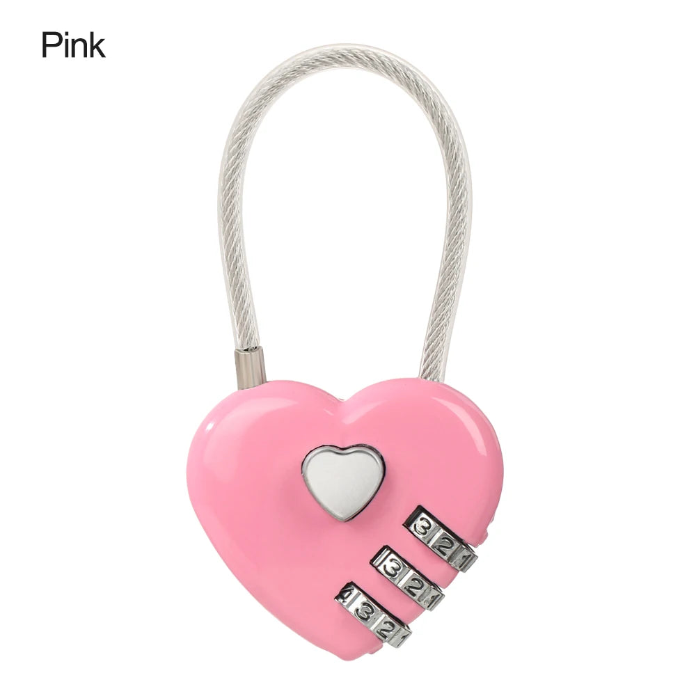 Heart-Shaped 3-Digit Password Lock – Travel Luggage & Suitcase Padlock for Security & Drawer Protection