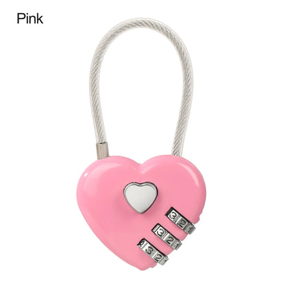 Heart-Shaped 3-Digit Password Lock – Travel Luggage & Suitcase Padlock for Security & Drawer Protection