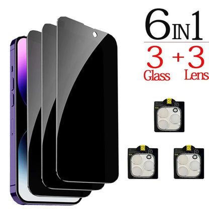 1–4 Pack Privacy Screen & Camera Protector for iPhone 16/15/14/13/12/11 Pro/Max – Anti-Spy Glass Film