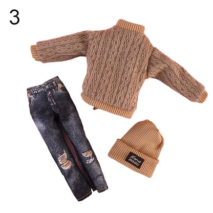 11.5" Doll Clothes Set – Knitted Sweater, Pants, Hat & Shoes for 30cm 1/6 BJD Dolls Accessories