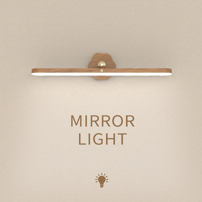 Wooden LED Night Light Mirror Front Fill Light: Portable Rechargeable Magnetic Wall Lamp for Bedroom - Bedside Lamp with Touch Switch