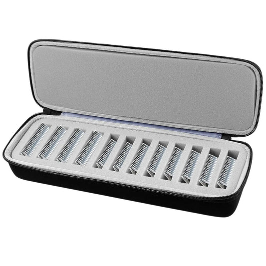 Grooming Clipper Blade Case Organizer – Hard Travel Storage Holder for 12 Blades, Upgraded Version
