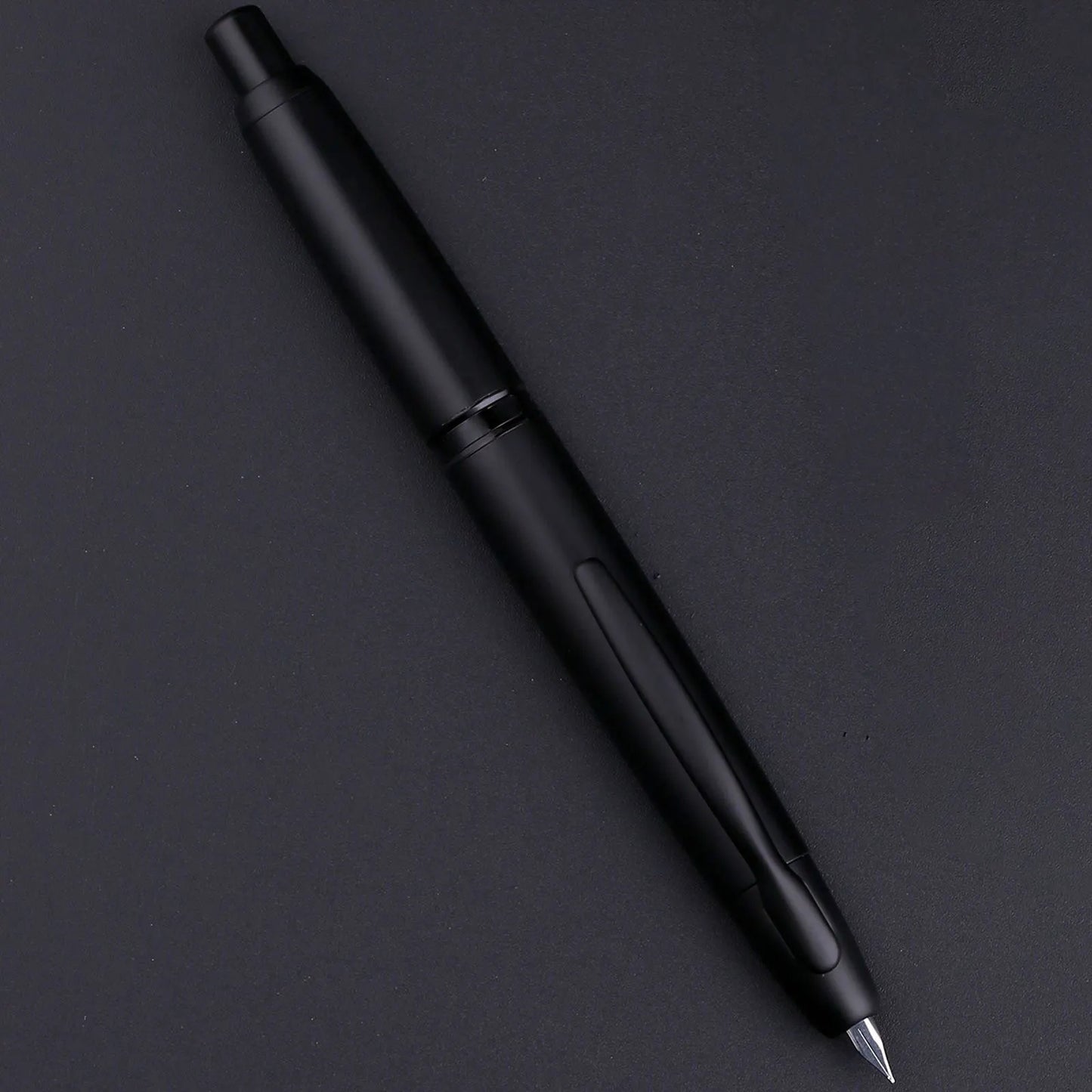 Majohn A1 Press Fountain Pen - Retractable EF Nib 0.4mm, Metal Matte Black Ink Pen with Converter, Ideal Student Gift