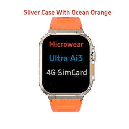 Microwear Ultra Ai3 Smartwatch – 5G, 180° Rotating Camera, Google Play, GPS, WiFi, 2.2" AMOLED HD Display, 4G Calling for Men