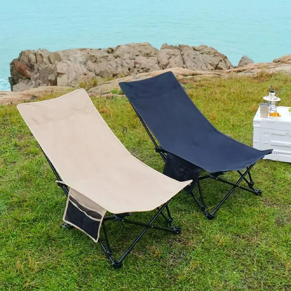 Camping Folding Moon Chair – Portable Ultra-Light Outdoor Chair with Side Pocket for Fishing & Travel