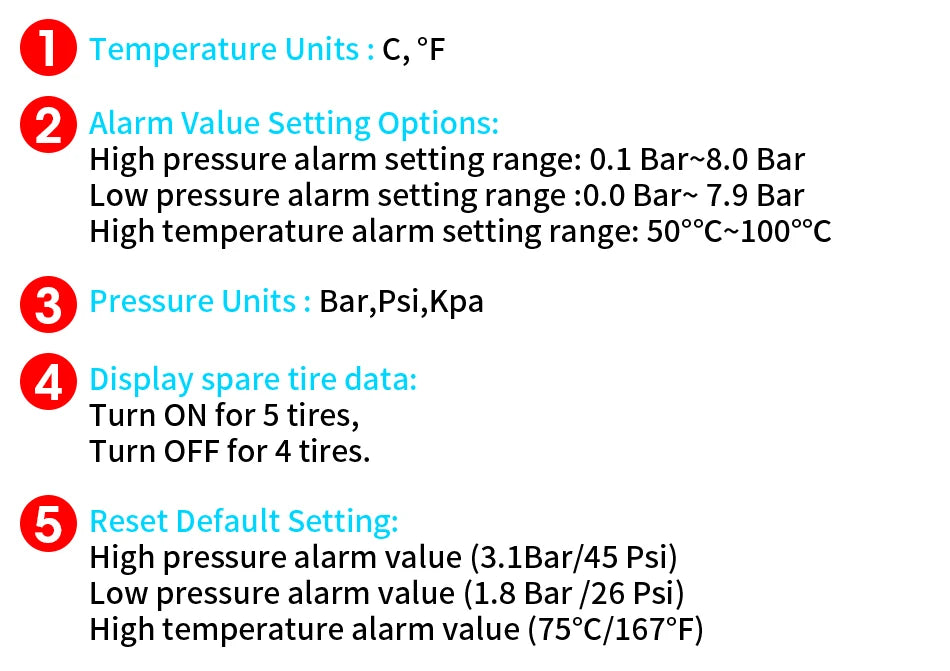 JMCQ USB Android TPMS Tire Pressure Monitoring System – 5 Internal/External Sensors with Display & Alarm for Car Navigation Radio