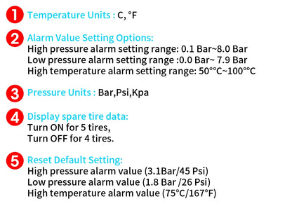 JMCQ USB Android TPMS Tire Pressure Monitoring System – 5 Internal/External Sensors with Display & Alarm for Car Navigation Radio