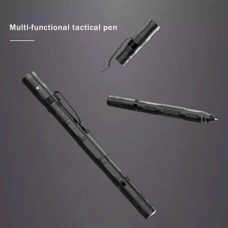 Multifunctional Tactical Ballpoint Pen — 100LM Flashlight, Self-Defense Tool, Window Breaker & EDC Outdoor Survival Pen