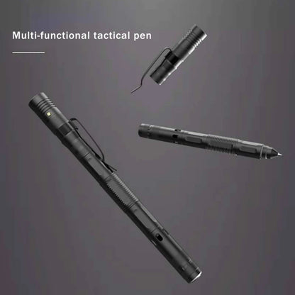 Multifunctional Tactical Ballpoint Pen — 100LM Flashlight, Self-Defense Tool, Window Breaker & EDC Outdoor Survival Pen