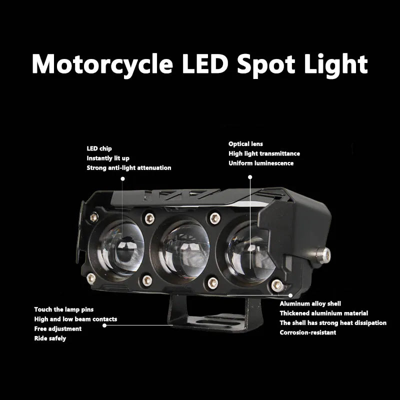 Motorcycle LED Spot Light – Dual Color Hi/Low Beam Fog Lamp for Car, Truck, SUV, UTV