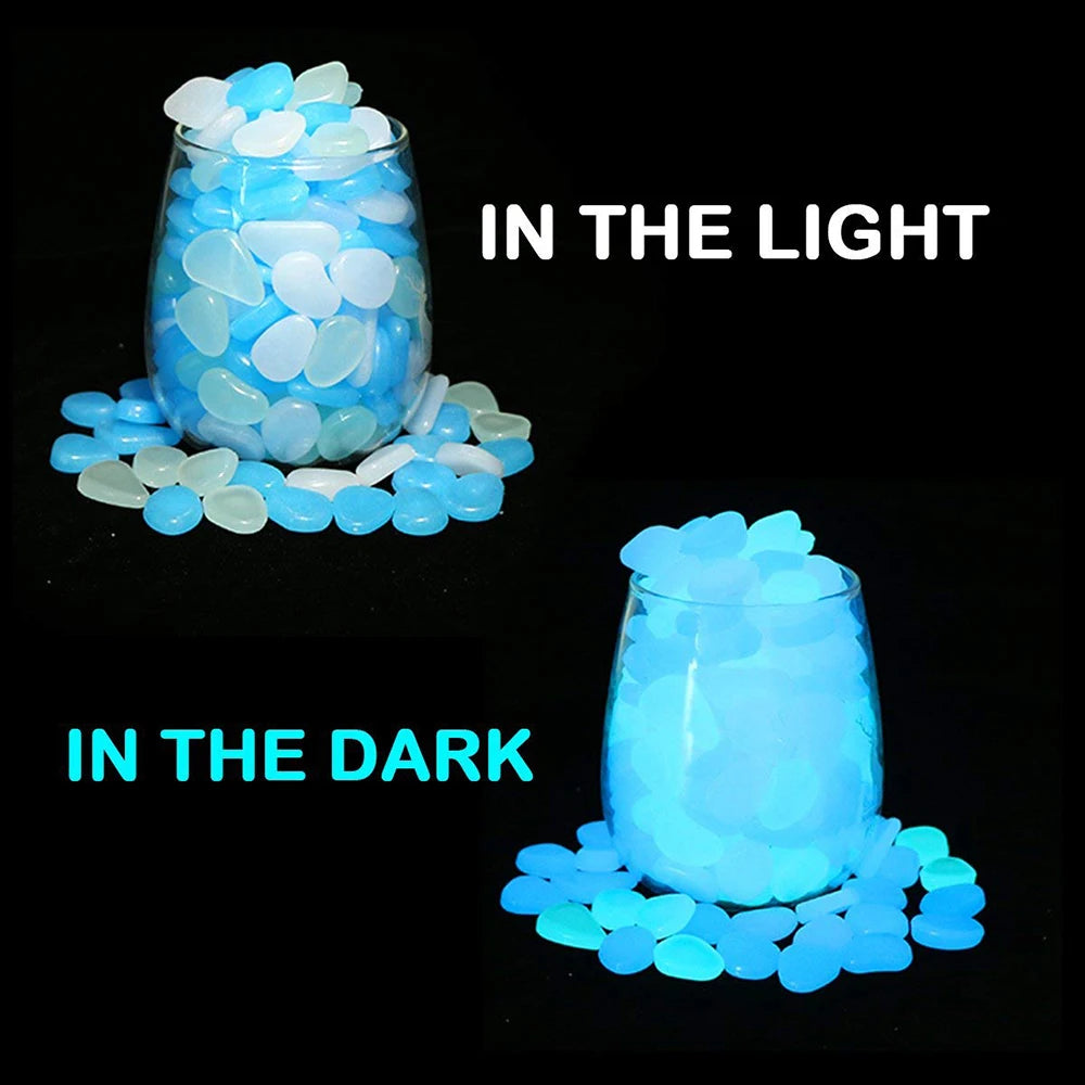 500 Piece Glow In The Dark Garden Pebbles: Luminous Stones for Yard and Walkways Decor - DIY Fairy Garden Rocks