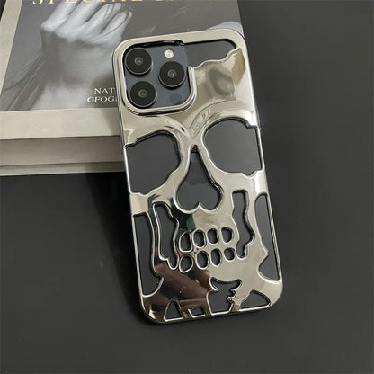 Cool Hollow Skull Ghostface Plating iPhone Case – Heat Dissipation Slim Cover for iPhone 14-17 Pro Max