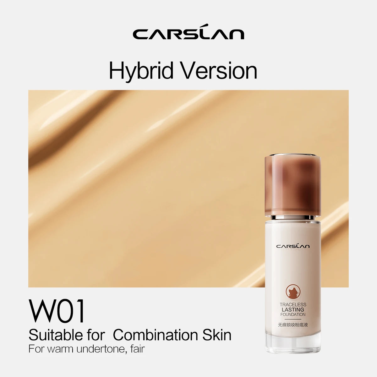 CARSLAN Long-Lasting Moisture Matte Liquid Foundation – Full Coverage Concealer, Whitening & Oil Control Face Base Makeup
