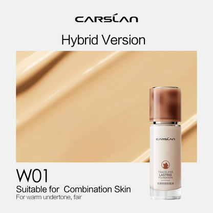 CARSLAN Long-Lasting Moisture Matte Liquid Foundation – Full Coverage Concealer, Whitening & Oil Control Face Base Makeup