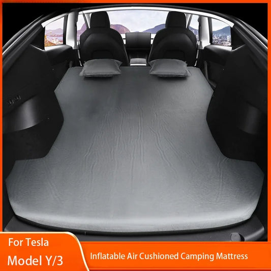 Tesla Model 3 & Model Y Inflatable Car Bed – Suede Fabric Travel Air Mattress for Camping (2017-2024)