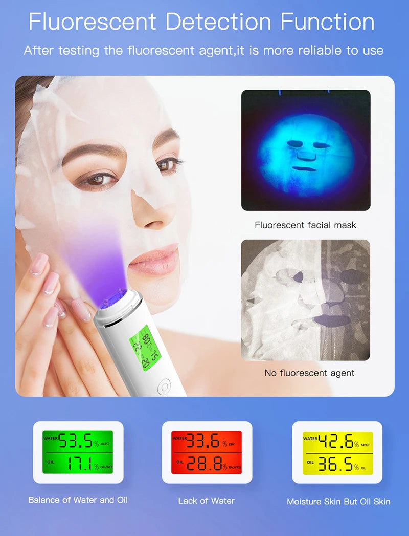 LCD Digital Skin Analyzer Pen — Face Tester for Moisture, Oil & Skin H ...