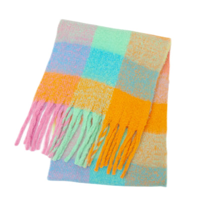 2025 Women's Winter Thick Cashmere Scarf – Warm Pashmina Shawl with Rainbow Tassels & Wraps