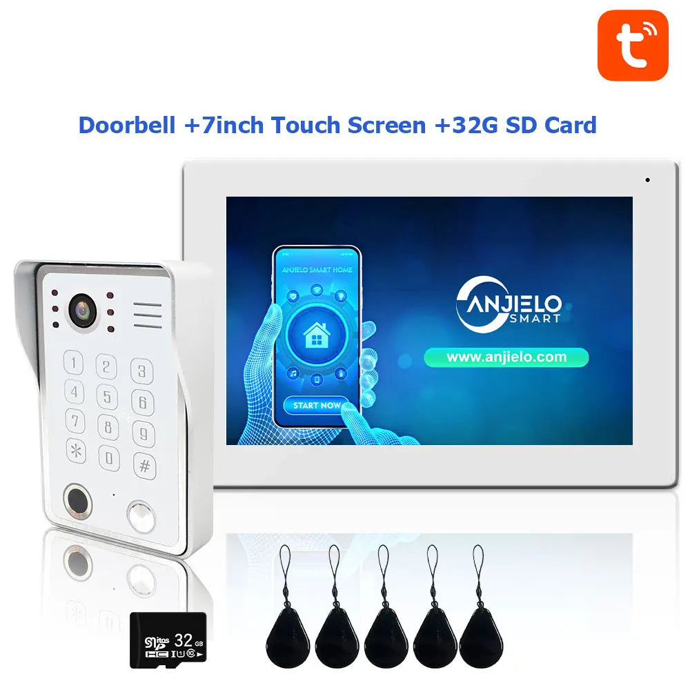 Fingerprint 5-in-1 WiFi Video Doorbell — Tuya Smart 1080P Touch Intercom System for Home Security