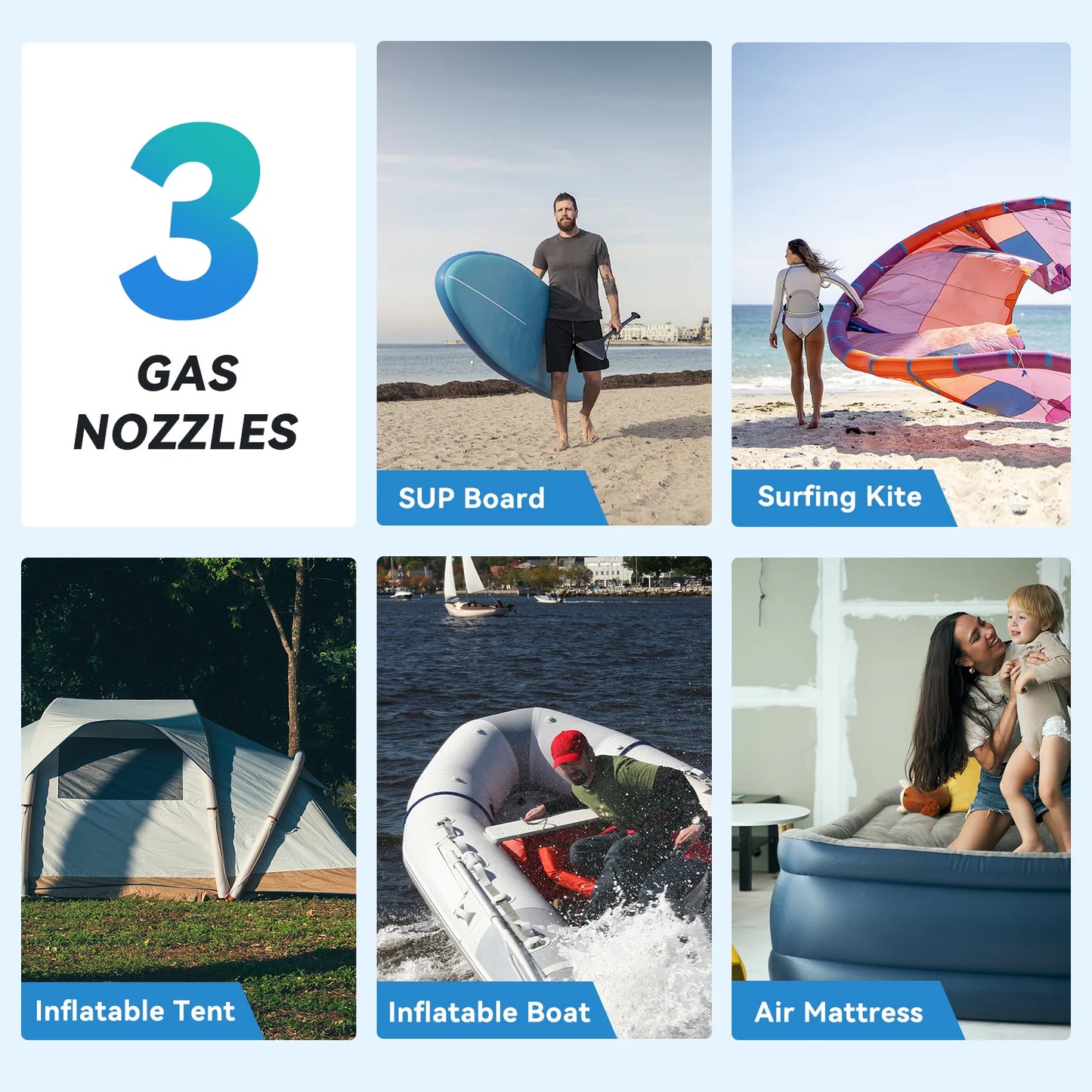 SUP Inflatable Pump — Rechargeable 20PSI Pump for PVC Kayaks, Kite Wings & Stand Up Paddle Boards