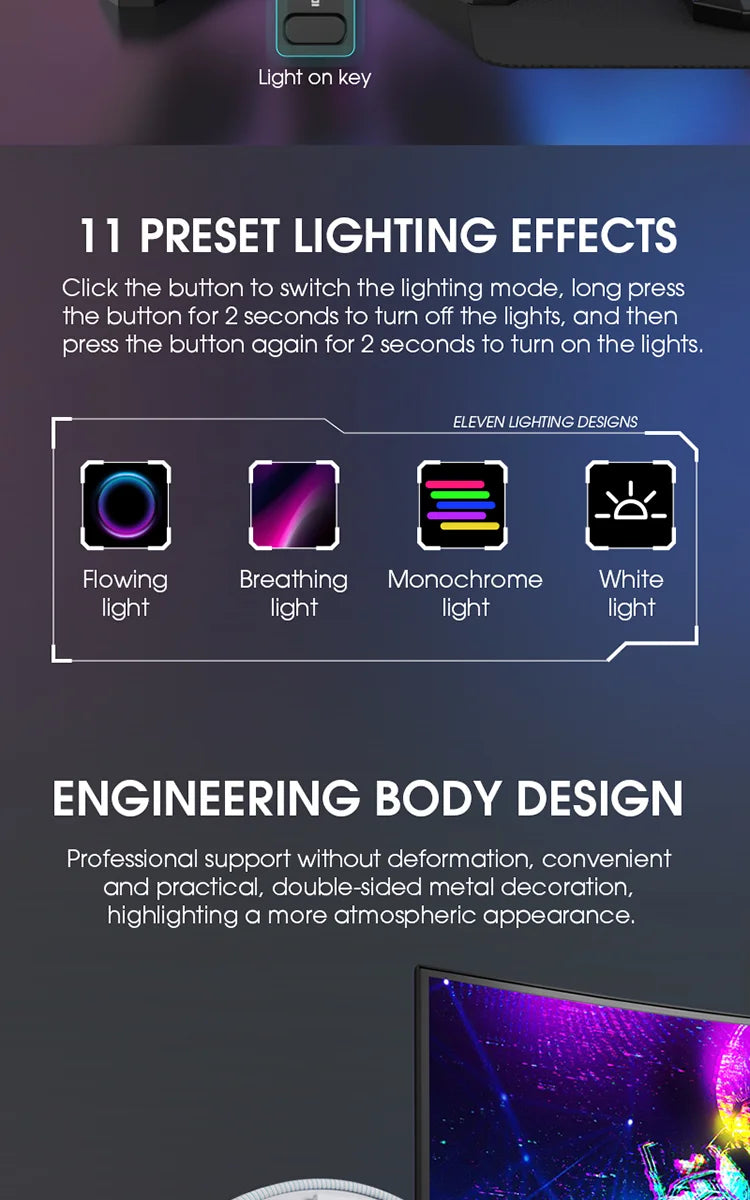 RGB Gaming Headset Stand – LED USB Charging Dock with Sound-Activated Lights & 11 Modes
