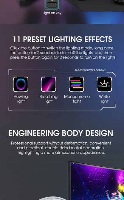 RGB Gaming Headset Stand – LED USB Charging Dock with Sound-Activated Lights & 11 Modes