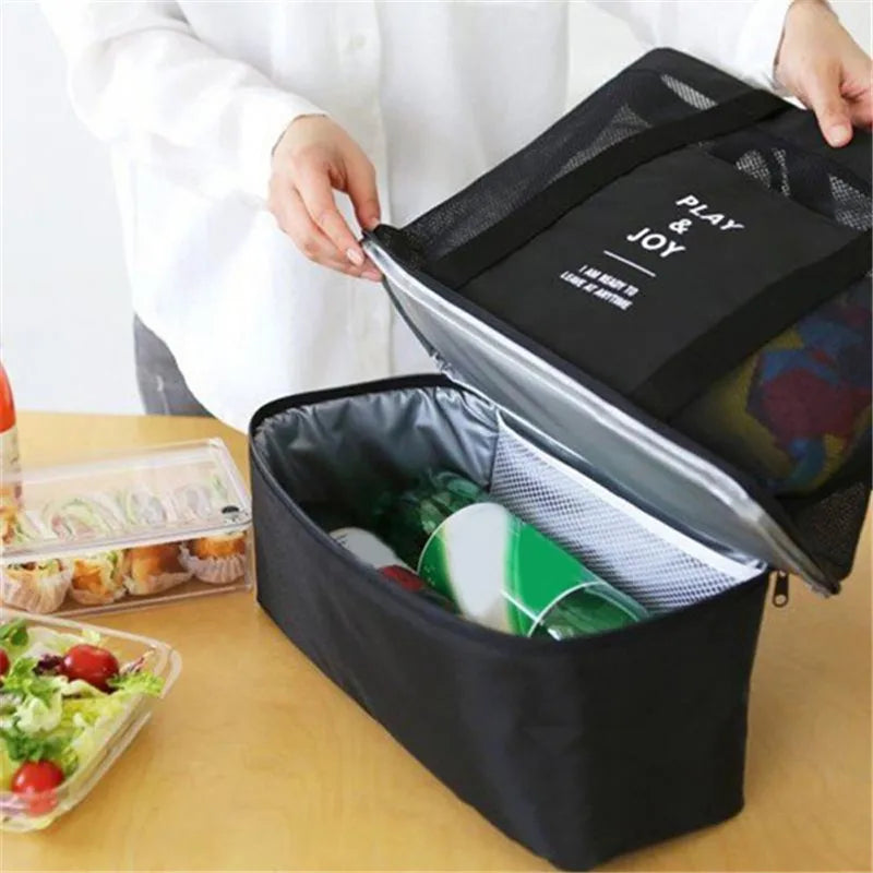 Versatile Handheld Thermal Insulation Bag : Shoulder Cooler Picnic Tote for Food and Drink Storage - Beach & Lunch Accessory